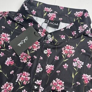 Bad Birdie Men's XXL 2XL Arcadia Floral Short Sleeve Stretch Black Golf Polo NWT